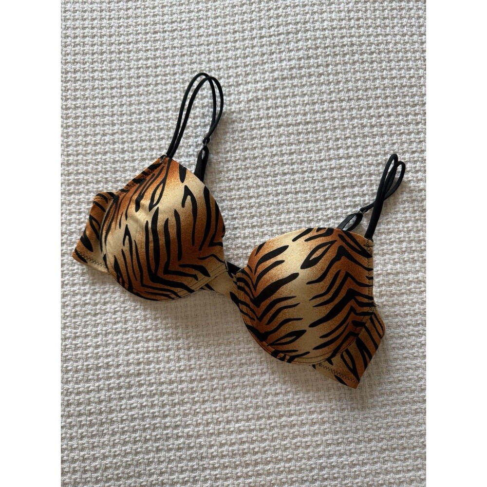 Tiger Print Y2K Bra Size 36C EUC Halloween Animal Print 2000s Lingerie Costume